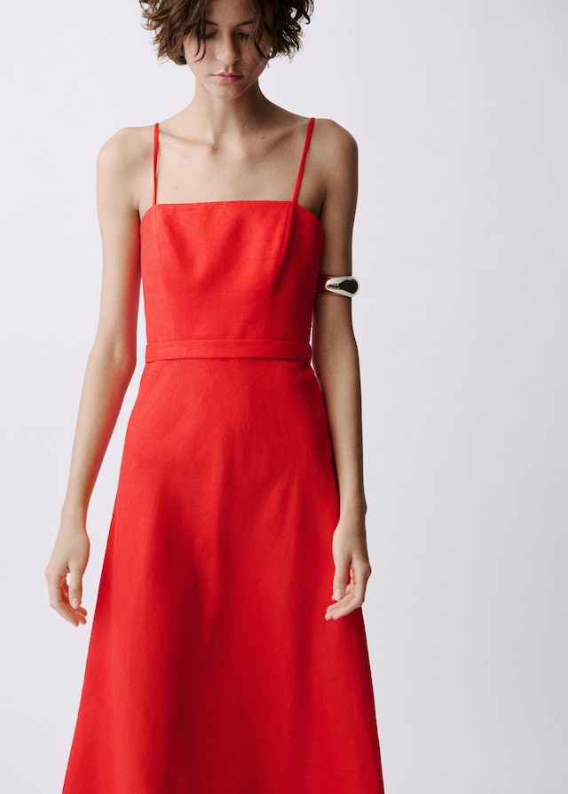 Mango Leinenkleid mit Schleife Super Sparpreis