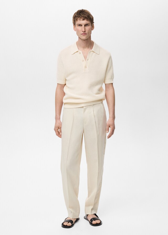 Mango Strick-Poloshirt aus Baumwolle mit Lochmuster zollfrei