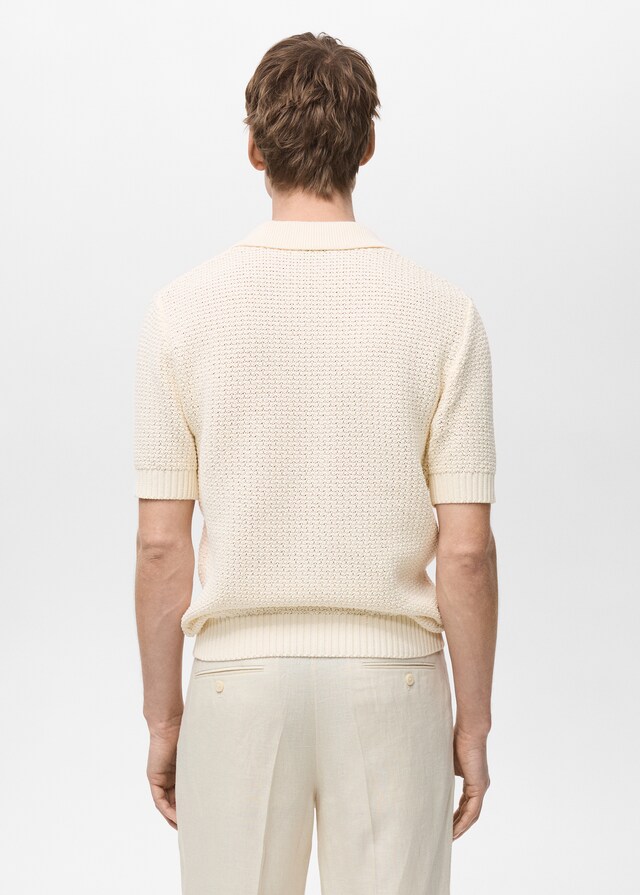 Mango Strick-Poloshirt aus Baumwolle mit Lochmuster zollfrei