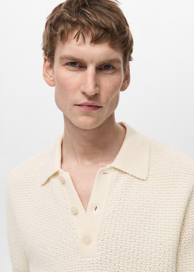 Mango Strick-Poloshirt aus Baumwolle mit Lochmuster zollfrei