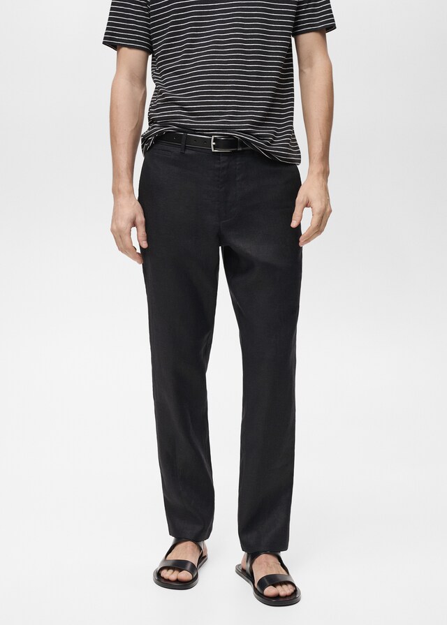 Mango Slim Fit-Hose aus 100 % Leinen Schlussverkauf