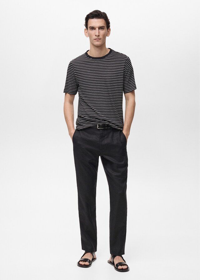 Mango Slim Fit-Hose aus 100 % Leinen Schlussverkauf