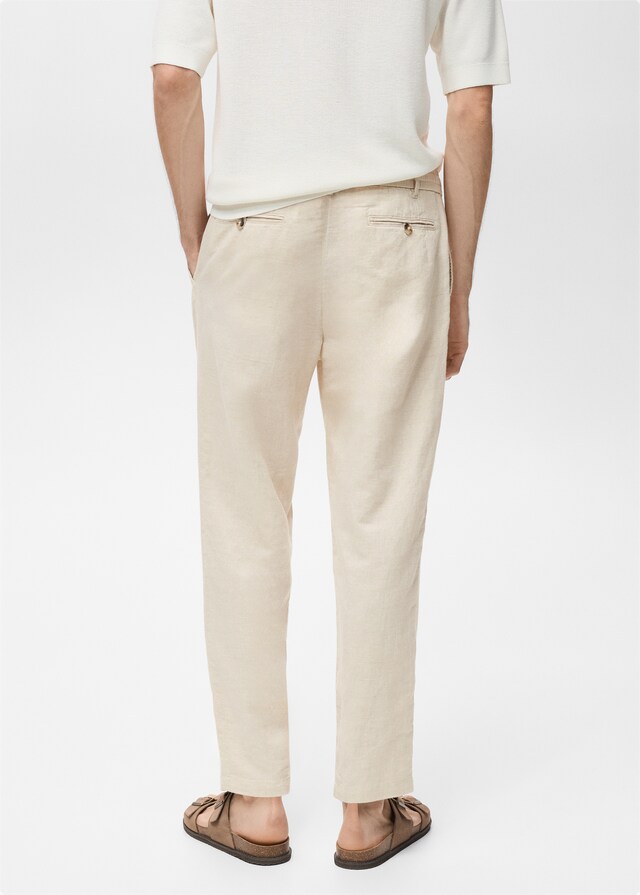 Mango Slim Fit-Leinenhose mit Kordel Fabrikverkauf