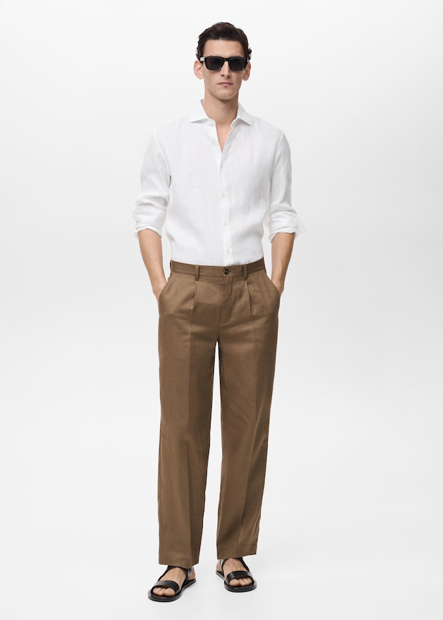 Mango Slim Fit-Hemd aus 100 % Leinen Kostenloser Versand