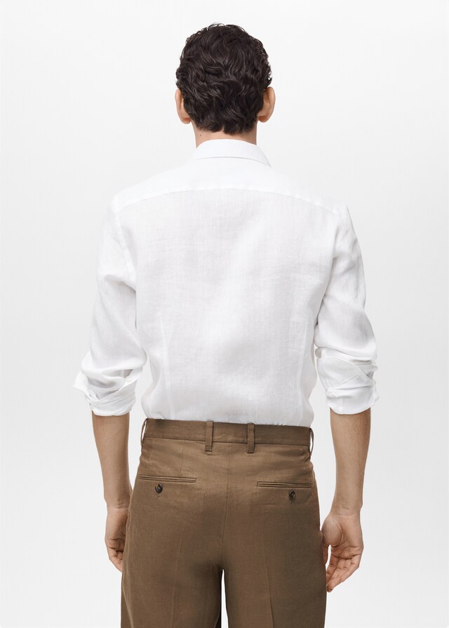 Mango Slim Fit-Hemd aus 100 % Leinen Kostenloser Versand