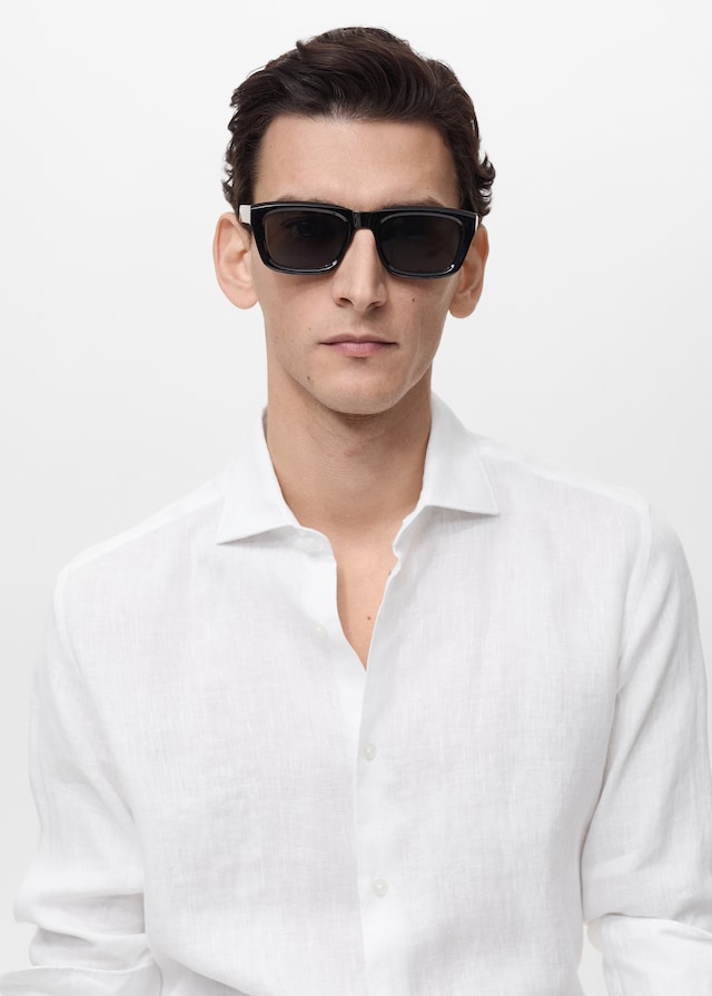 Mango Slim Fit-Hemd aus 100 % Leinen Kostenloser Versand