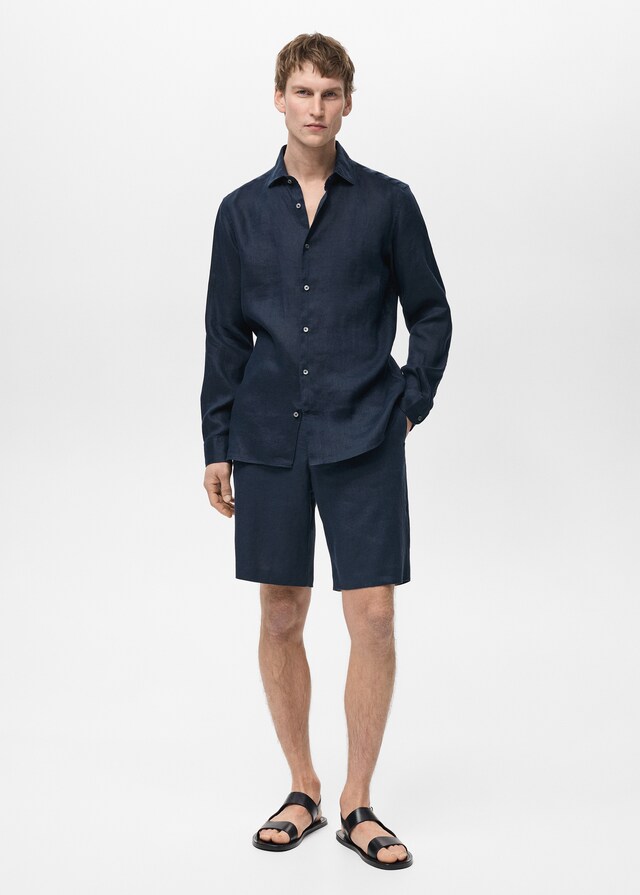 Mango Slim Fit-Hemd aus 100 % Leinen Limitierter Zeitrabatt