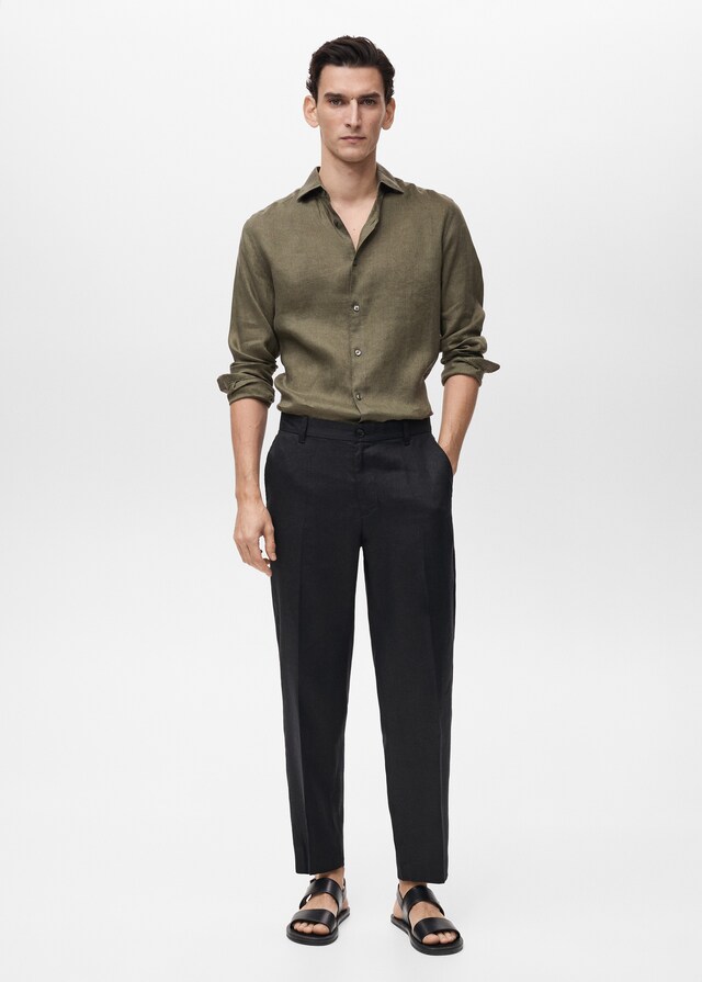 Mango Slim Fit-Hemd aus 100 % Leinen Sonderangebot