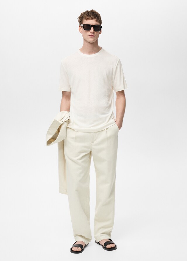 Mango Slim-Fit-T-Shirt aus Leinen Online Shopping