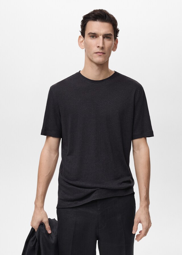 Mango Slim-Fit-T-Shirt aus Leinen Exklusivangebot