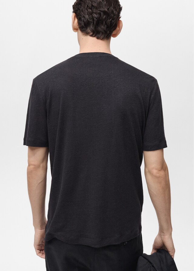 Mango Slim-Fit-T-Shirt aus Leinen Exklusivangebot