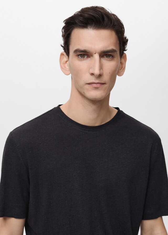 Mango Slim-Fit-T-Shirt aus Leinen Exklusivangebot