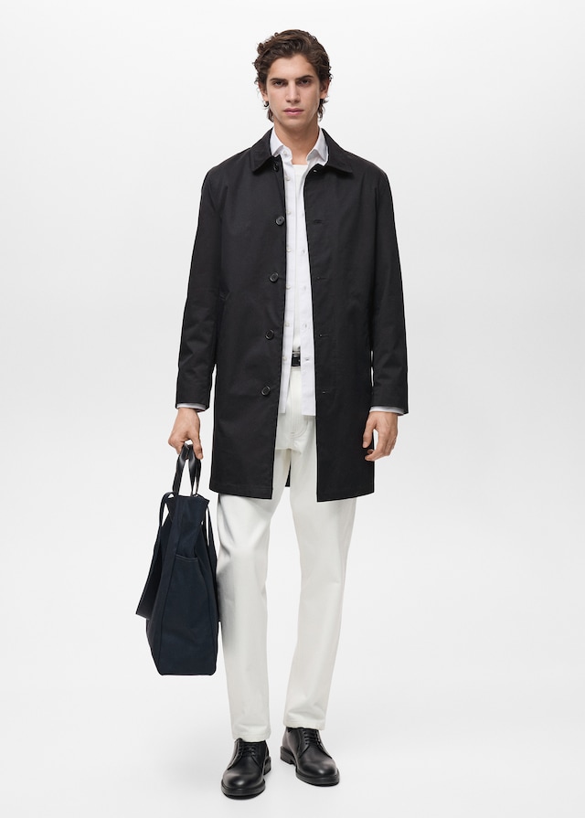 Mango Wasserabweisender Trenchcoat aus Baumwolle Osterangebot