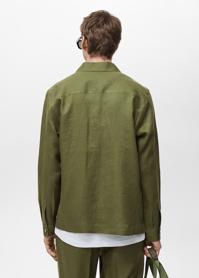 Mango Overshirt mit Taschen aus 100 % Leinen Lagerräumung