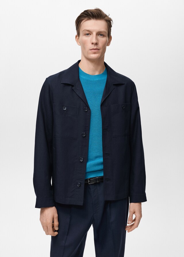 Mango Overshirt aus Lyocell-/Leinengemisch mit Taschen Heißer Verkauf