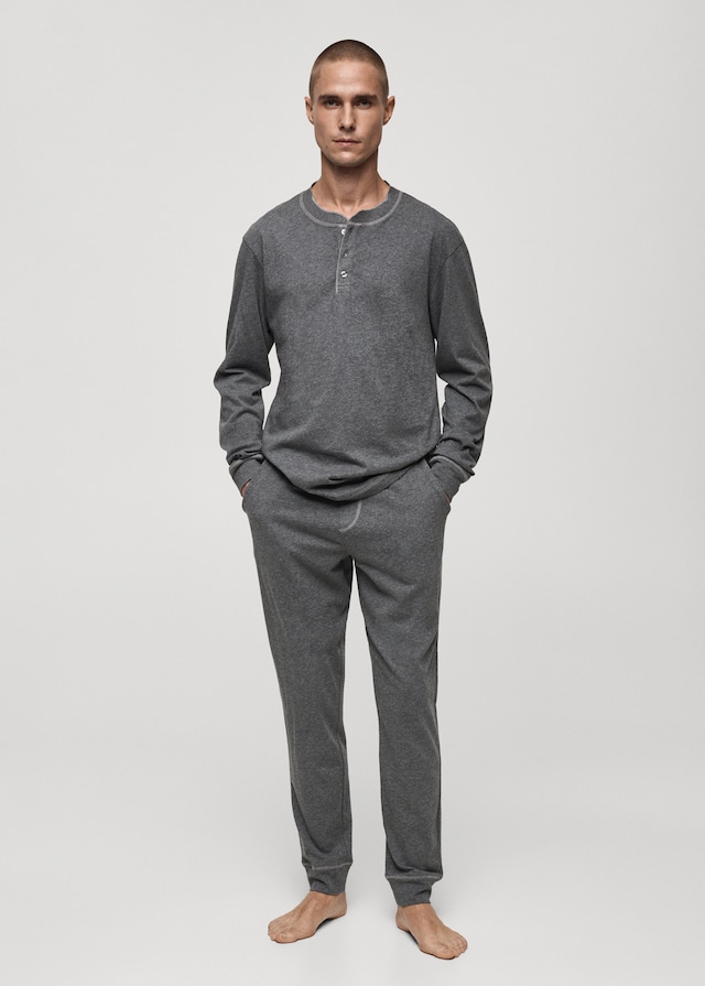 Mango Pack mit langem Pyjama aus 100 % Baumwolle Auslauf