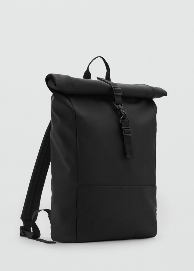 Mango Gummierter Rucksack mit Umschlagverschluss Sonderangebote