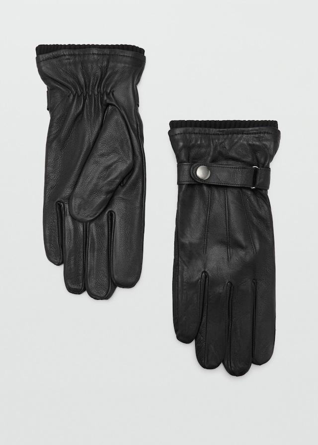 Mango Handschuhe aus 100 % Leder mit verstellbarem Riemen und Knöpfen Zeitbegrenzte Promotion