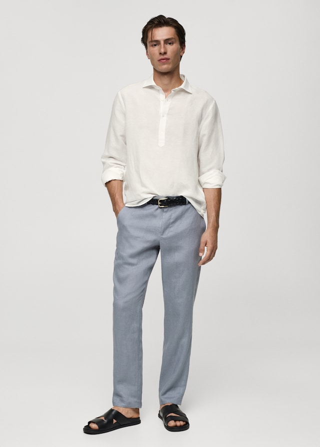 Mango Relaxed-Fit-Hemd aus Leinen mit Tencel Online Outlet