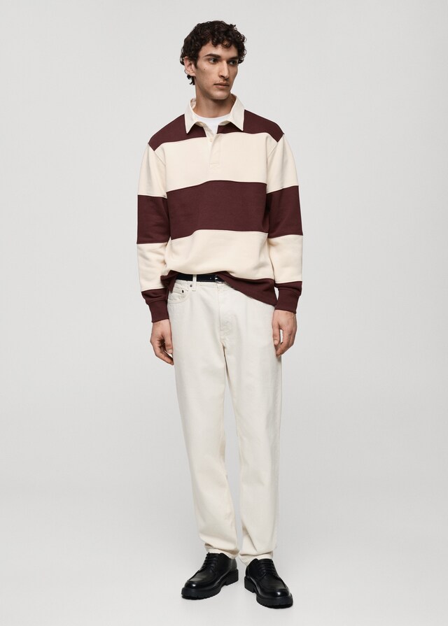 Mango Gestreiftes Polo-Sweatshirt aus Baumwolle Nur noch ein Tag übrig