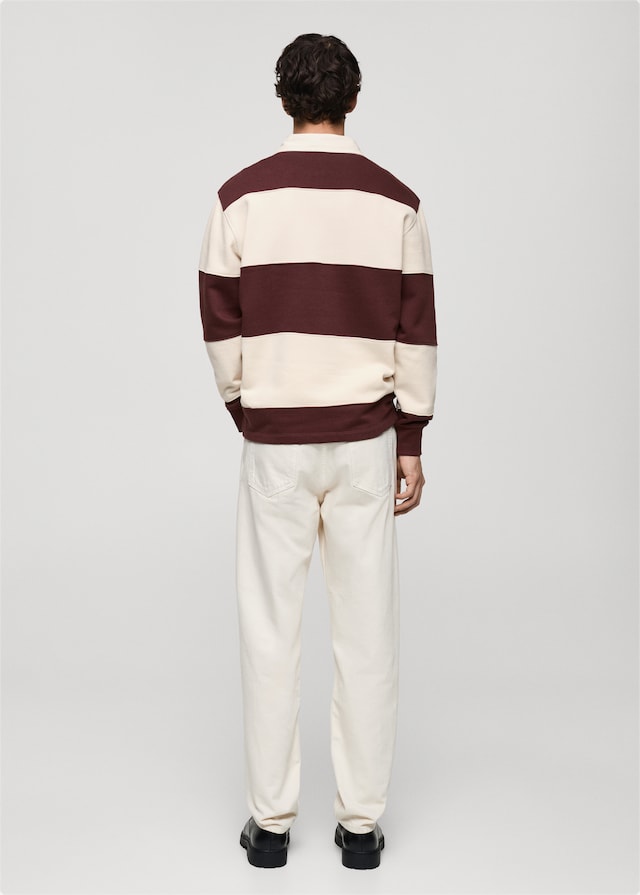 Mango Gestreiftes Polo-Sweatshirt aus Baumwolle Nur noch ein Tag übrig