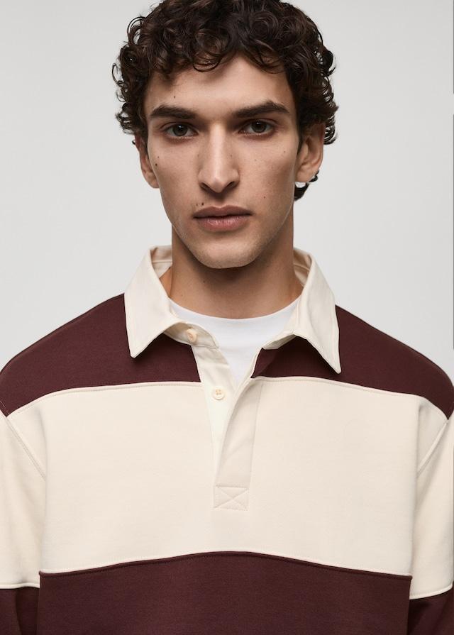 Mango Gestreiftes Polo-Sweatshirt aus Baumwolle Nur noch ein Tag übrig