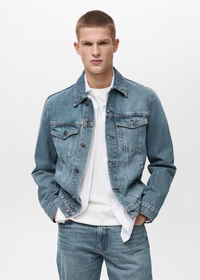 Mango Jeansjacke in Used-Optik Kostenloser Versand