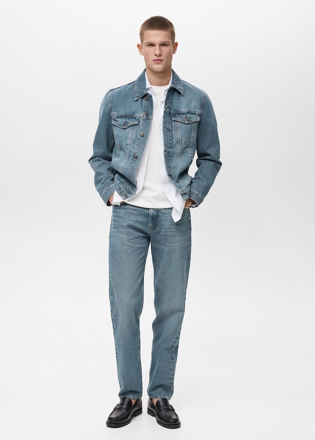 Mango Jeansjacke in Used-Optik Kostenloser Versand