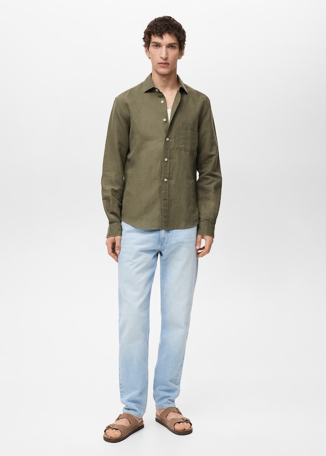 Mango Classic-Fit-Leinenhemd Sonderangebot