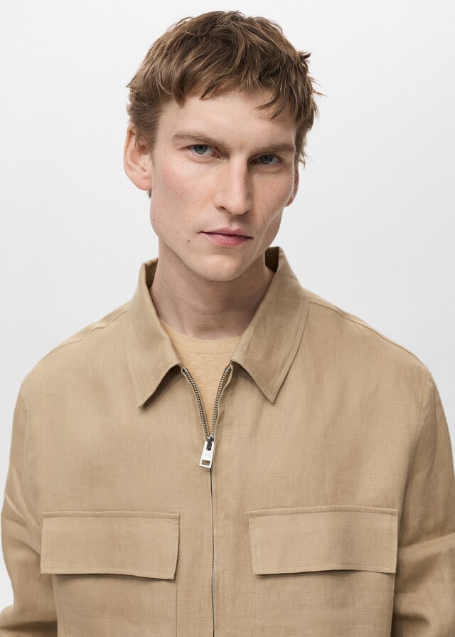 Mango Jacke aus 100 % Leinen mit Taschen Rabatt