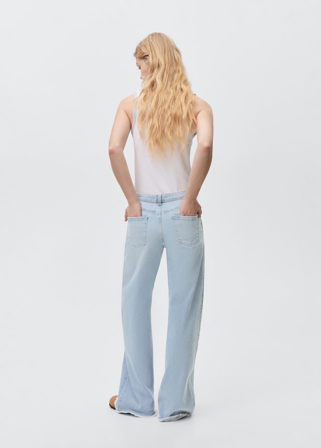 Mango Wideleg-Jeans mit ausgefranstem Saum Top Angebot