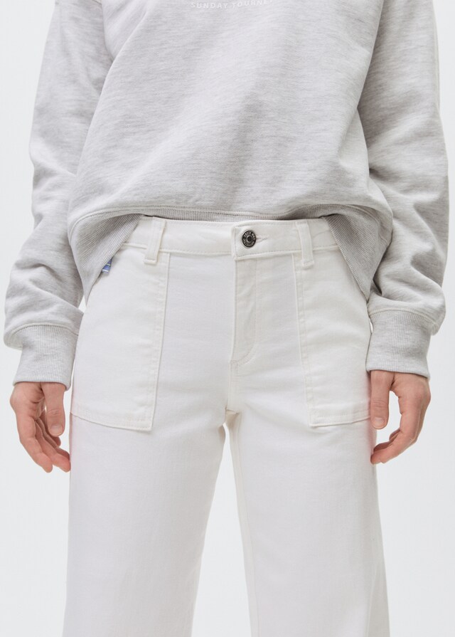 Mango Wideleg-Jeans mit ausgefranstem Saum Online Outlet