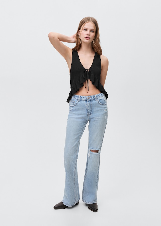 Mango Flared Jeans mit Zierrissen Exklusive Angebote