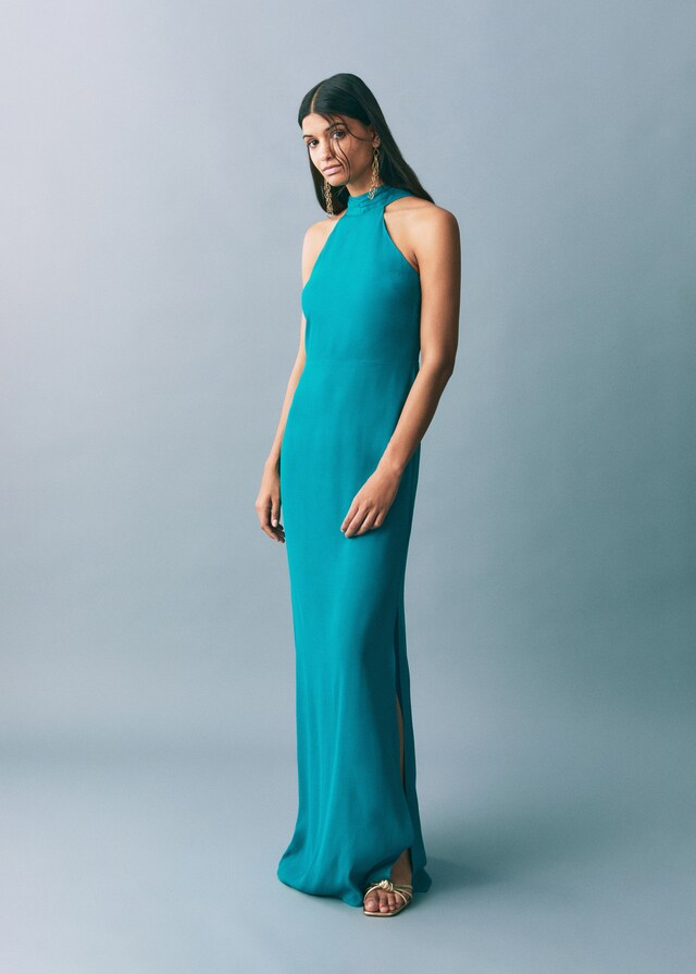 Mango Langes Neckholderkleid Räumungsverkauf