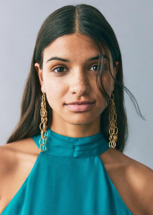 Mango Langes Neckholderkleid Räumungsverkauf