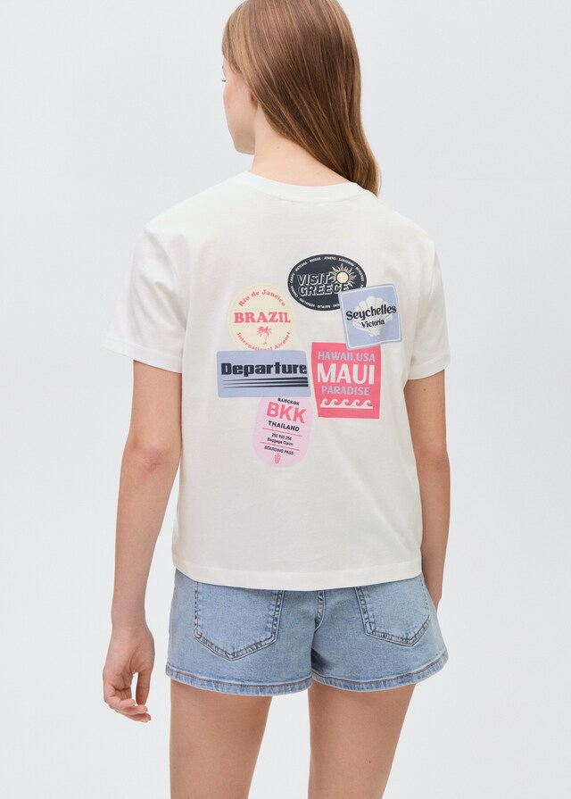 Mango Bedrucktes Baumwoll-T-Shirt Super Sparpreis