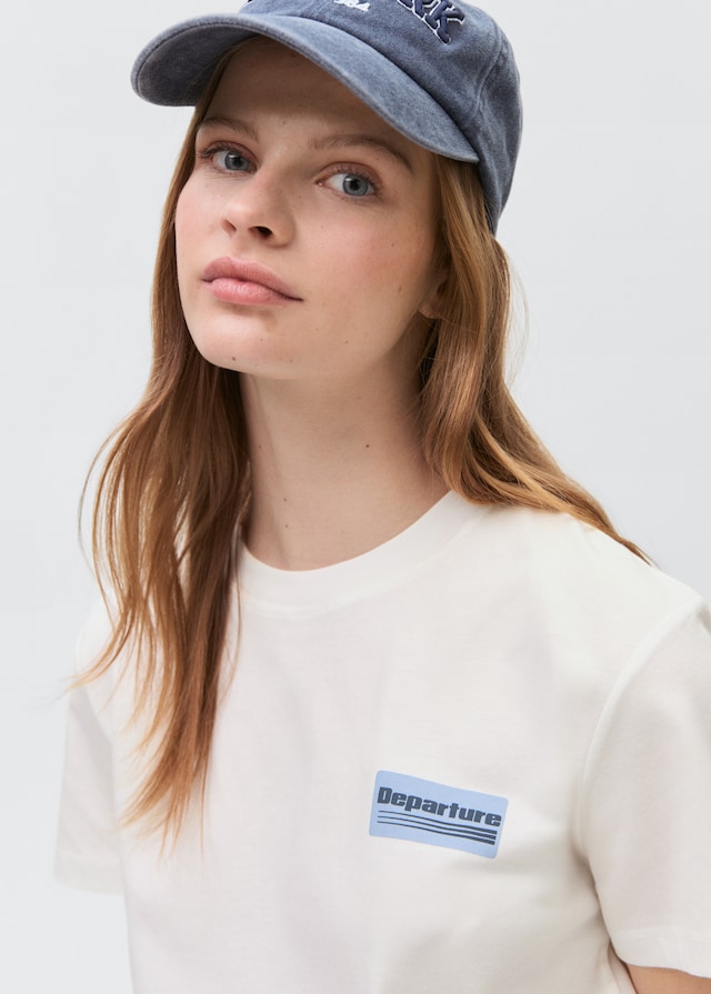 Mango Bedrucktes Baumwoll-T-Shirt Super Sparpreis