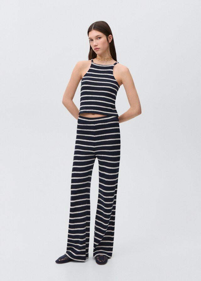 Mango Gestreiftes Neckholder-Top Begrenzte Freigabe
