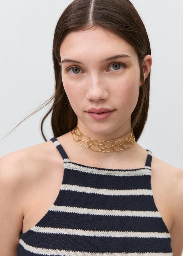 Mango Gestreiftes Neckholder-Top Begrenzte Freigabe