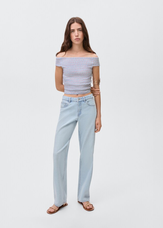 Mango Gemustertes Off-Shoulder Top Letzte 3 Tage