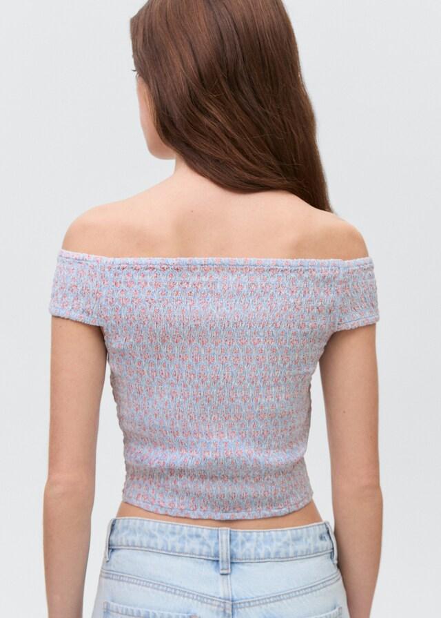 Mango Gemustertes Off-Shoulder Top Letzte 3 Tage