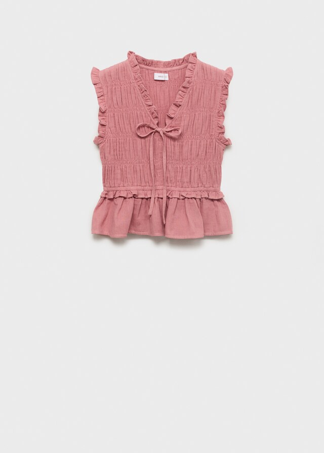 Mango Geraffte Rüschenbluse Neueste Stile