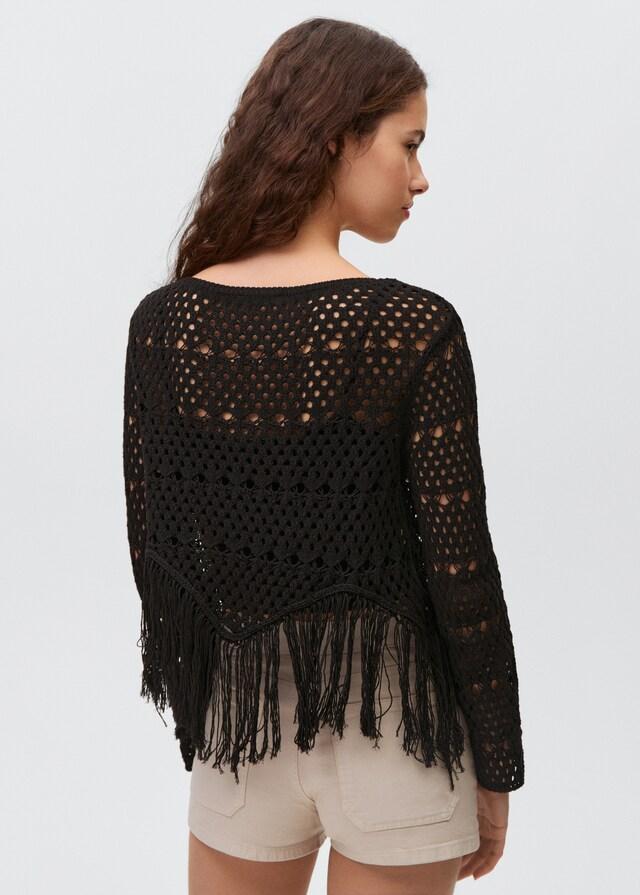 Mango Pullover mit Lochmuster und Fransendetail Discount Store für neue Produkte