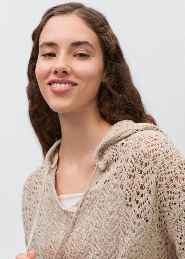 Mango Kapuzenpullover mit Lochmuster Super Rabatt