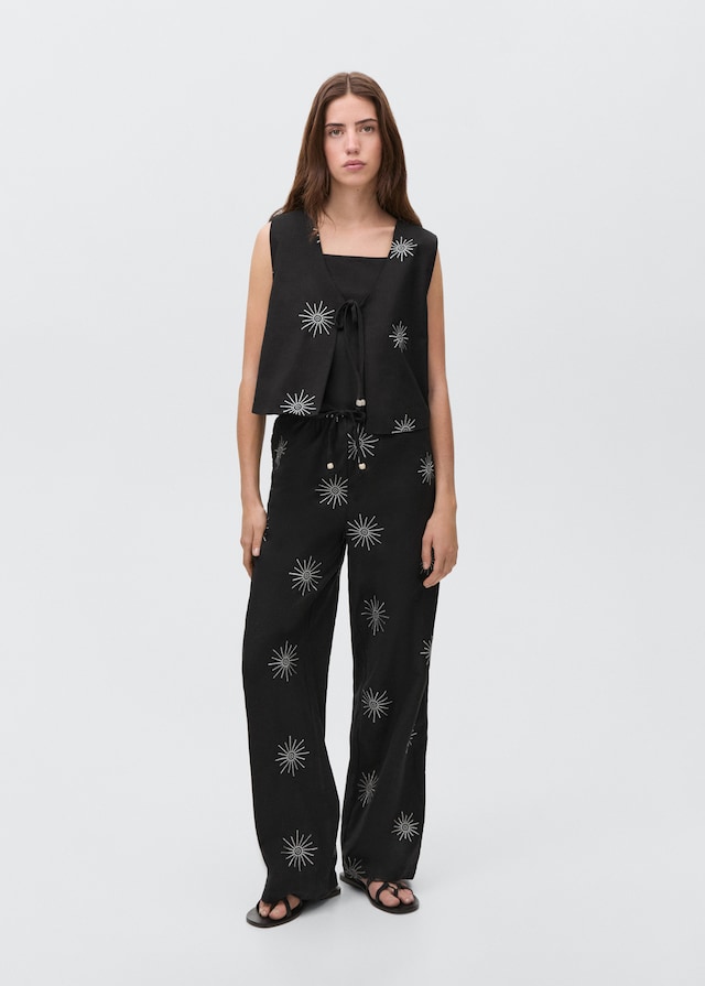 Mango Lange Hose mit Stickdetails Verkauf