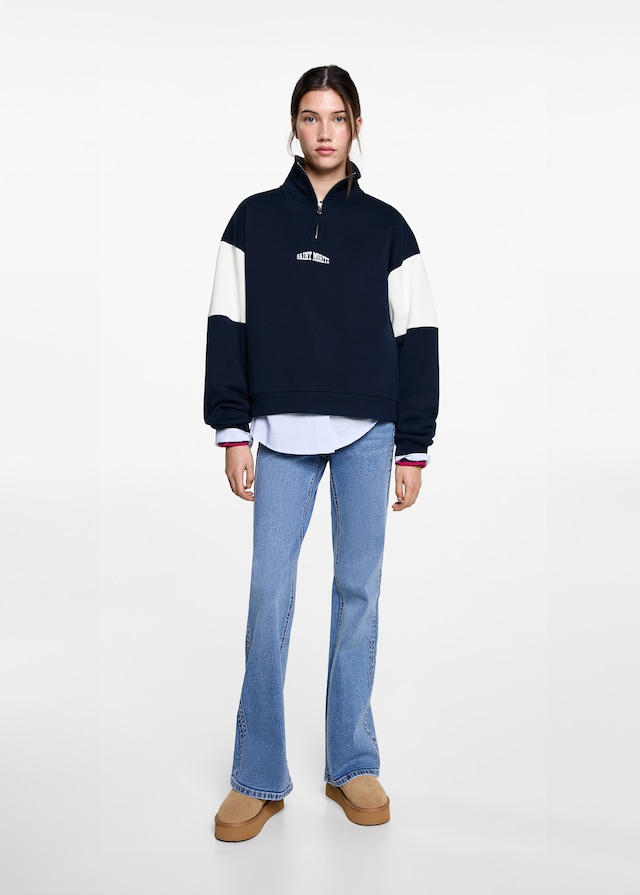Mango Sweatshirt mit Zip und Schriftzug Exklusivangebot
