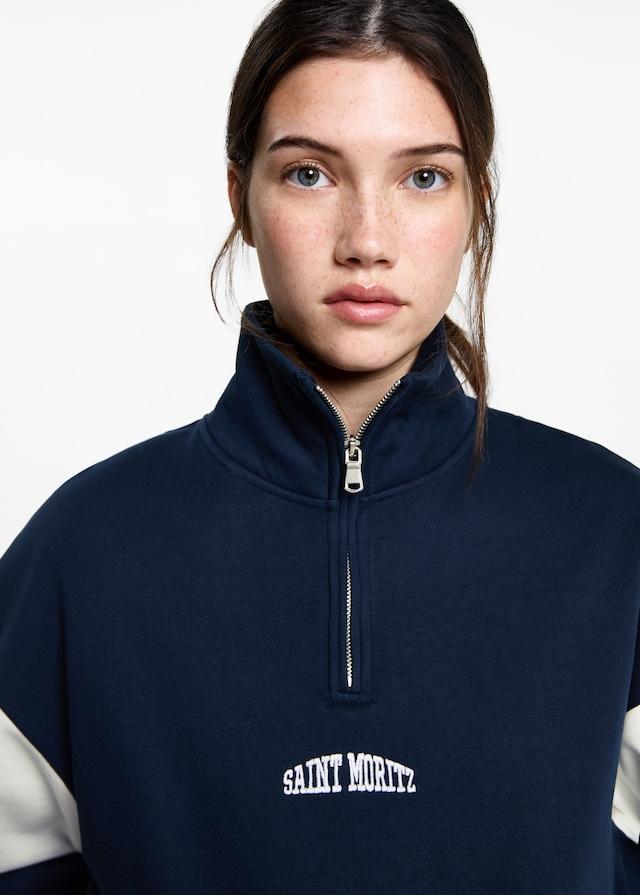 Mango Sweatshirt mit Zip und Schriftzug Exklusivangebot