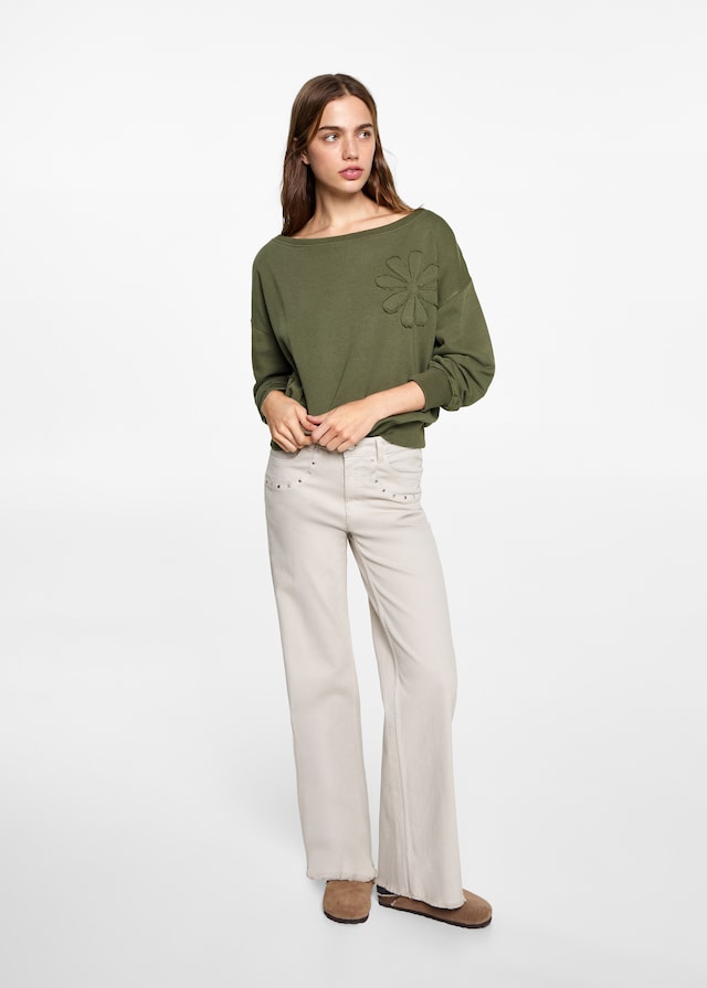 Mango Sweatshirt mit floraler Stickerei Cyber Monday
