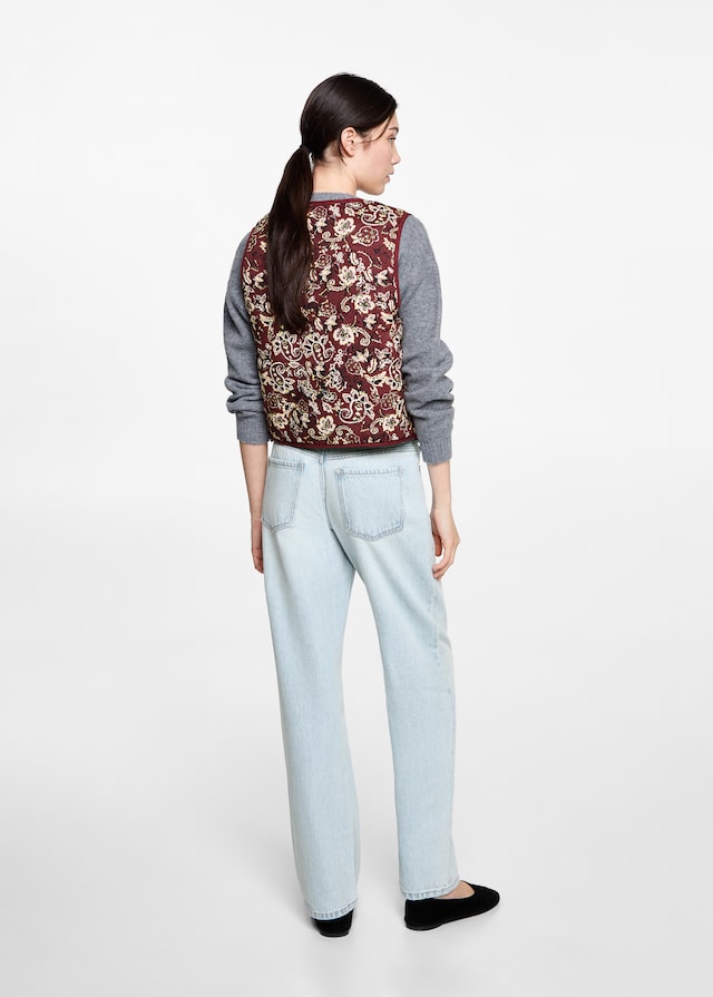 Mango Gemusterte Crop-Weste Osterangebot
