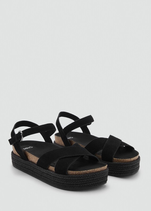 Mango Plateau-Sandale aus Leder Super Sparpreis